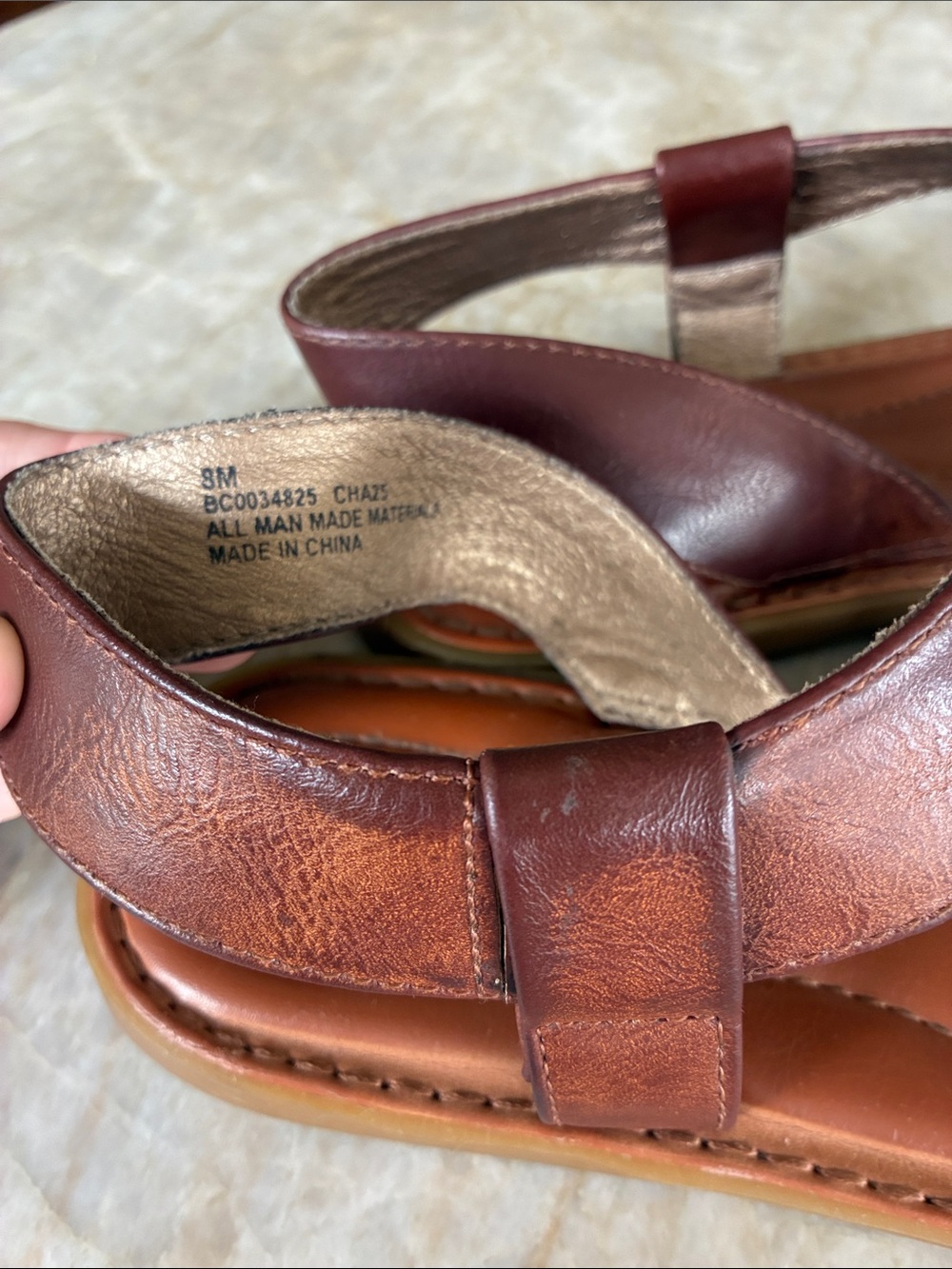 b.o.c. Tan Brown Leather Strappy Sandals - Picture 3 of 3